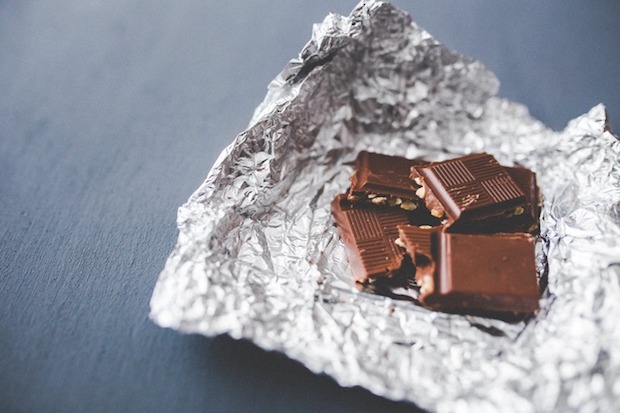 Chocolate wrapped in tin foil